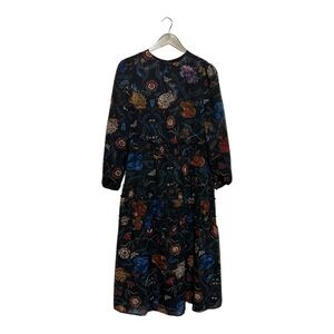 Weekend Women's Dark Floral Midi Maxi Dress Smocked Modest Size Small Long